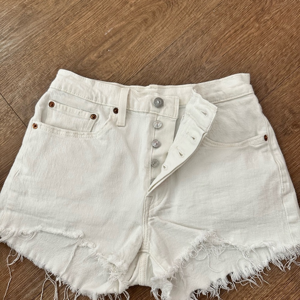 White Levi 501 Shorts